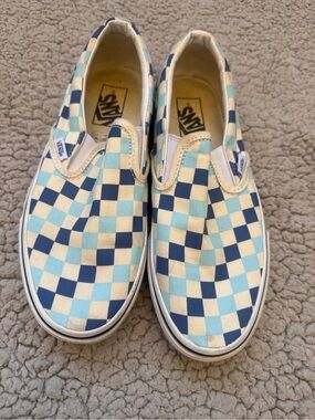 Vans Slip-On Checkerboard Sneakers - Navy & Light Blue